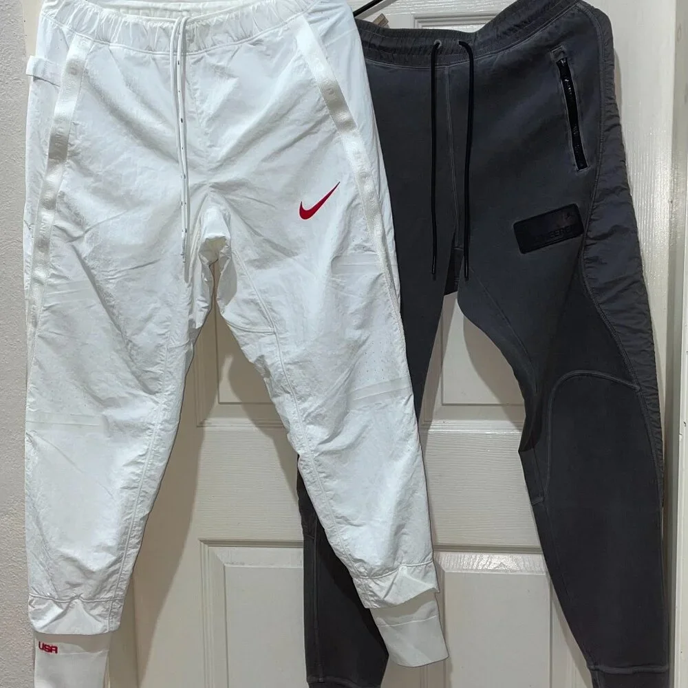 Nike Team USA Olympics Pants Mens White & Gray tech fleece joggers Size S Bundle - Picture 1 of 10